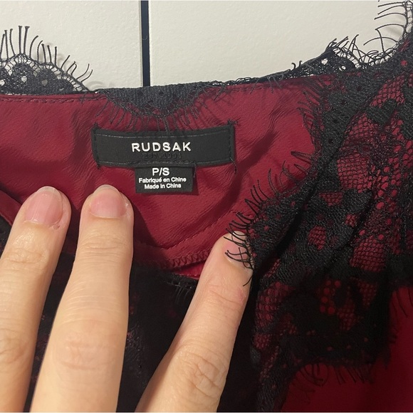 RUDSAK -sexy , red andd black lace slip dress - Picture 3 of 5